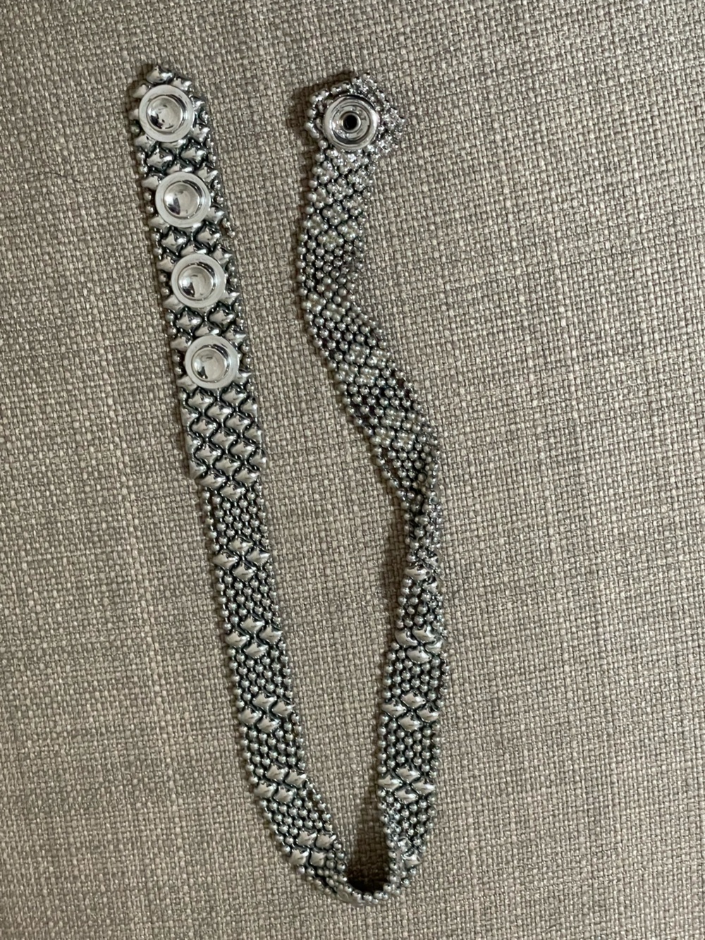 Liquid Metal  - Silver Beaded Snap Choker Necklace